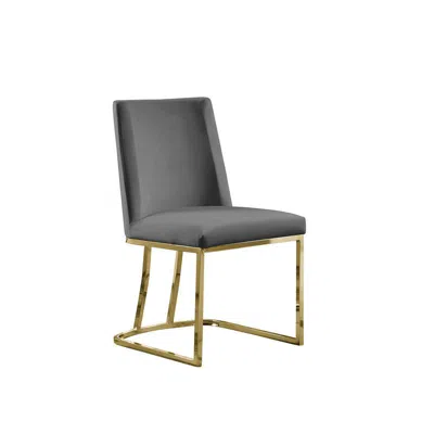 Best Quality Furniture Velvet Upholstered Side Chair, Gold Color Legs, 4 Colors To Choose (set Of 2) - Dark Grey