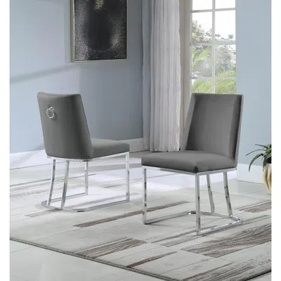 Best Quality Furniture Velvet Upholstered Side Chair, Silver Color Legs, 4 Colors To Choose (set Of 2) - Dark Grey
