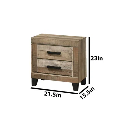 Best Quality Furniture Weathered Brown Pine 2-drawers Nightstand