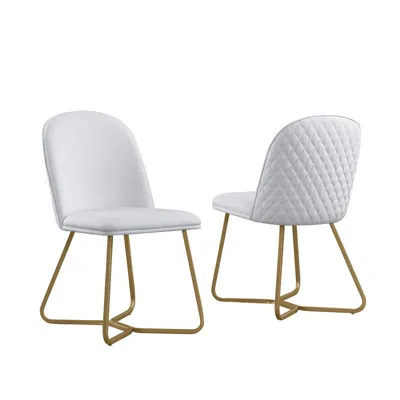 Best Quality Furniture White Faux Leather Side Chairs (set Of 2)