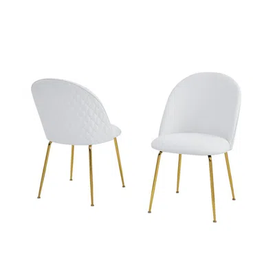 Best Quality Furniture White Faux Leather Side Chairs, Set Of 2