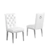 Best Quality Furniture White Marble 5pc Set Ring Chairs In White Faux Leather In White