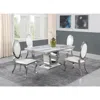 Best Quality Furniture White Marble 5pc Set Stainless Steel Chairs In White Faux Leather