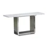 Best Quality Furniture White Marble Top Console Table With A Silver Color Stainless Steel Base