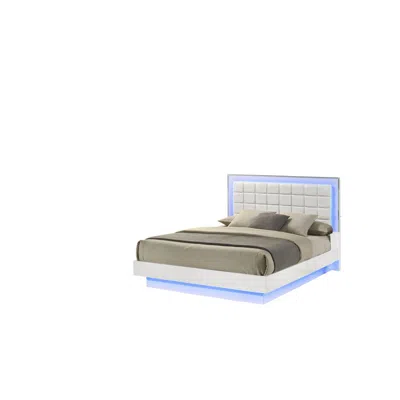 BEST QUALITY FURNITURE WHITE QUEEN SIZE BED WITH A PLATEFORM FRAME AND ADJUSTABLE LED LIGHTING