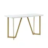 Best Quality Furniture White Wood Top Console Table W/ Gold Color Iron Legs