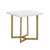 Best Quality Furniture White Wood Top End Table W/ Gold Color Iron Legs