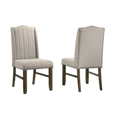 Best Quality Furniture Wood Fabric Back Dining Chairs (set Of 2) In Neutral