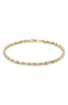 Best Silver 10k Gold 3mm Rope Chain Necklace In Gold
