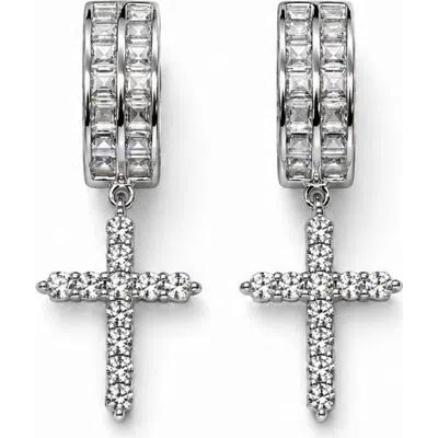 Best Silver Cross Huggie Hoop Earrings In Silver Plated