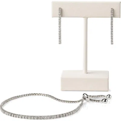 Best Silver Cubic Zirconia Tennis Bracelet & Drop Earrings Set In Silver Plated