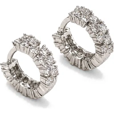 Best Silver Double Sided Cubic Zirconia Huggie Hoop Earrings In Silver Plated