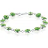 Best Silver Evil Eye Enamel Station Bracelet In Silver/green