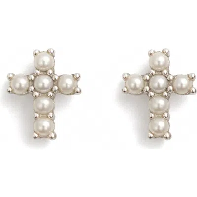 Best Silver Freshwater Pearl Cross Stud Earrings