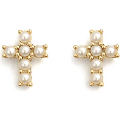 Best Silver Freshwater Pearl Cross Stud Earrings
