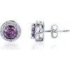 Best Silver Sterling Silver Brilliant Cubic Zirconia Halo Round Stud Earrings In Multi