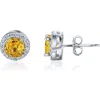 Best Silver Sterling Silver Brilliant Cubic Zirconia Halo Round Stud Earrings In Metallic