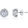 Best Silver Sterling Silver Brilliant Cubic Zirconia Halo Round Stud Earrings In Metallic