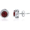 Best Silver Sterling Silver Brilliant Cubic Zirconia Halo Round Stud Earrings In Multi