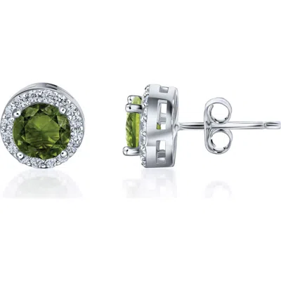 Best Silver Sterling Silver Brilliant Cubic Zirconia Halo Round Stud Earrings In Multi