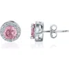 Best Silver Sterling Silver Brilliant Cubic Zirconia Halo Round Stud Earrings In Metallic