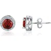 Best Silver Sterling Silver Brilliant Cubic Zirconia Halo Round Stud Earrings In Metallic