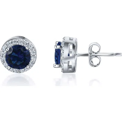 Best Silver Sterling Silver Brilliant Cubic Zirconia Halo Round Stud Earrings In Metallic
