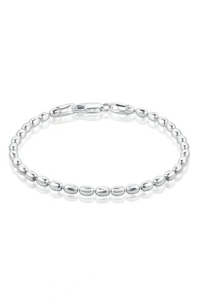 Best Silver Sterling Silver Oval Beaded Bracelet In Metallic