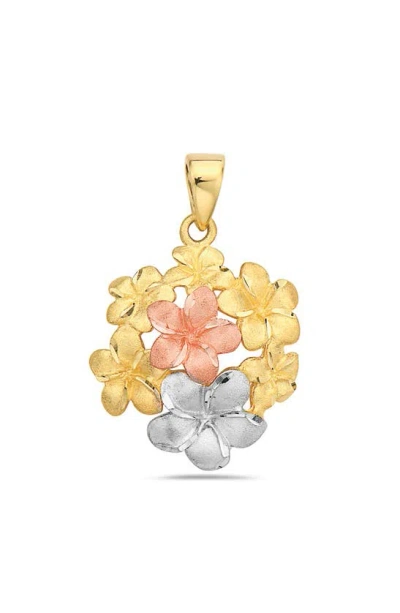 Best Silver Tri-tone Hydrangea Floral Pendant In Gold