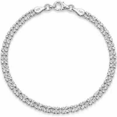 Best Silver Two-row Crystal Bracelet In Rhodium Plated