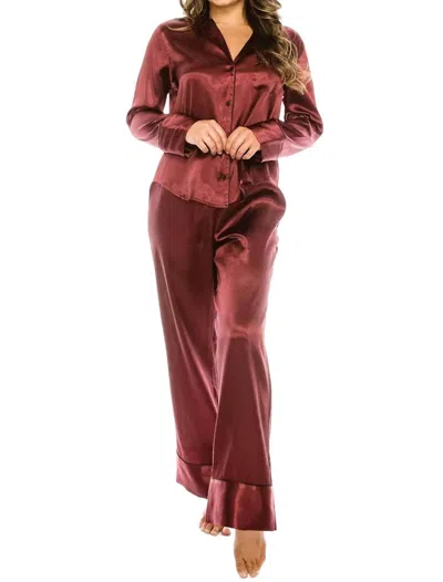 Best Underwear Line 2 Pc Satin Pajama Set In Red
