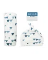 Bestever Boys' 3 Pc. Hello World Triangle Print Hat, Blanket & Name Tag Set - Baby In White
