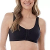 Bestform Comfortable Unlined Wireless Cotton Stretch Sports Bra With Front Closure- 5006014 In Black