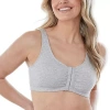 Bestform Comfortable Unlined Wireless Cotton Stretch Sports Bra With Front Closure- 5006014 In Blue