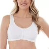 Bestform Comfortable Unlined Wireless Cotton Stretch Sports Bra With Front Closure- 5006014 In White