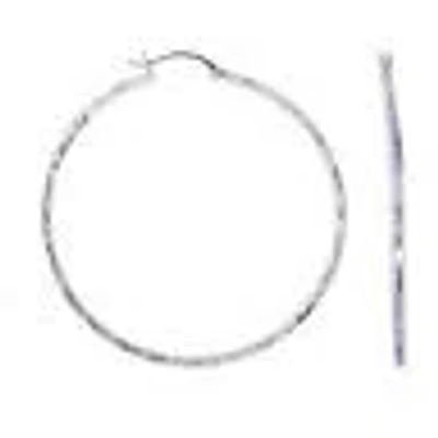 Pre-owned Bestgoldshop 1 3/4" 45mm X 2mm Large Diamond Cut Hoop Earrings Real 14k White Gold In Light Gray