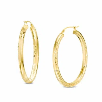Pre-owned Bestgoldshop 1 3/8" Diamond Cut Round Hoop Earrings Real 14k Yellow Gold 3mm X 35mm Free Ship