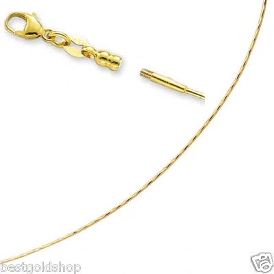 Pre-owned Bestgoldshop 1.5mm Solid Diamond Cut Omega Chain Necklace Screw Off Lock 14k Yellow Gold
