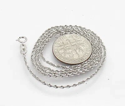 Pre-owned Bestgoldshop 1.25mm Solid Diamond Cut Royal Rope Chain Necklace Real 14k White Gold 16" 24"