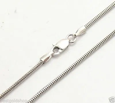 Pre-owned Bestgoldshop 1.4mm Solid Round Snake Chain Bracelet Real 14k White Gold All Sizes Free Ship