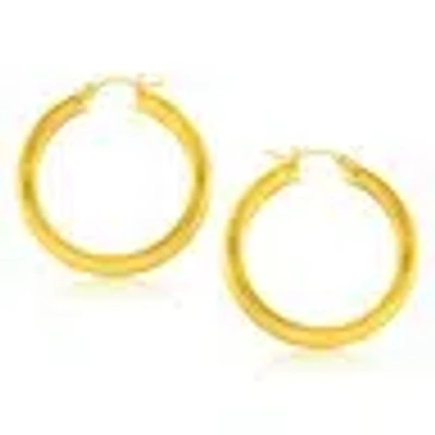 Pre-owned Bestgoldshop 1.5" Thick Plain Round Hoop Earrings Real 14k Yellow Gold 5mmx40mm Free Shipping
