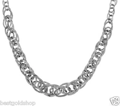 Pre-owned Bestgoldshop 18" Bold Oval Woven Graduated Chain Necklace 14k White Gold 8.6gr Qvc J276668 In Dark Gray