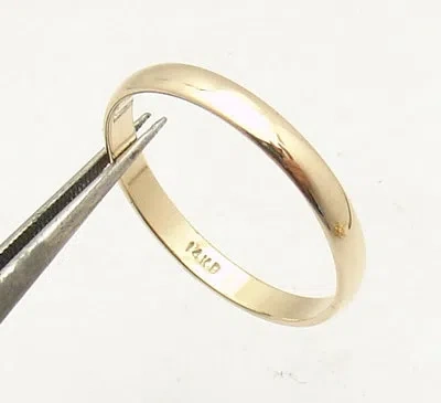 Pre-owned Bestgoldshop 3mm Solid Domed All Shiny Plain Wedding Band Ring Real 14k Yellow Gold