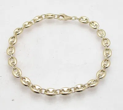 Pre-owned Bestgoldshop 6mm Unisex Puffed Mariner Anchor Link Chain Bracelet Real 10k Yellow Gold