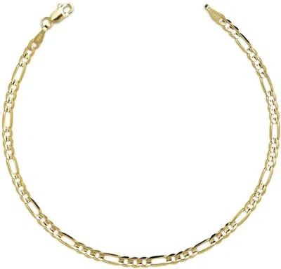 Pre-owned Bestgoldshop 7" Royal Figaro Bracelet Lobster Lock Real Solid 14k Yellow Gold Great Gift Idea