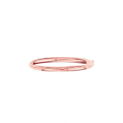 Pre-owned Bestgoldshop 7" Shiny Comfort Fit Hinged Round Bangle Bracelet Real 14k Rose Pink Gold