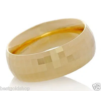 Pre-owned Bestgoldshop 7mm High Polish Faceted Diamond Cut Comfort Fit Band Ring 14k Yellow Gold