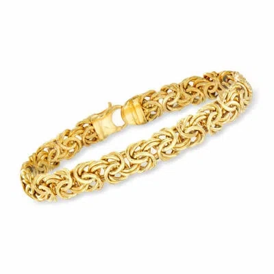 Pre-owned Bestgoldshop 8" Polished Byzantine Link Bracelet W/ Fancy Lobster Clasp Real 14k Yellow Gold