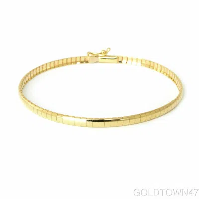 Pre-owned Bestgoldshop Polished Domed Omega Chain Bracelet Box Clasp Safety Real Solid 14k Yellow Gold