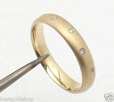 Pre-owned Bestgoldshop Polished Or Satin Finish Diamond Wedding Band Ring Real 14k Yellow Gold